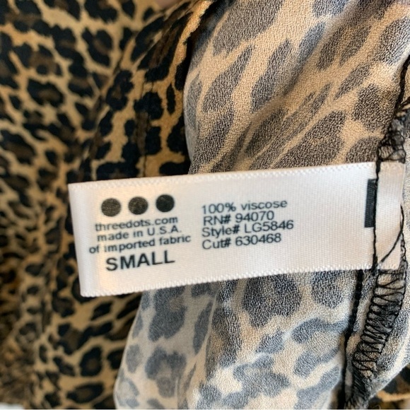 Three Dots Cheetah Animal Print 3/4 Sleeve Boat Neck Sheath Dress sz Small - Picture 8 of 9